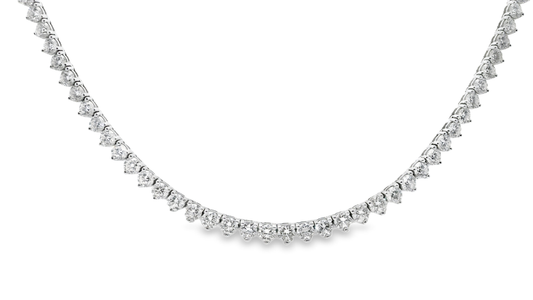 18.79CT Diamond 3 Prong Tennis Necklace 14k White Gold