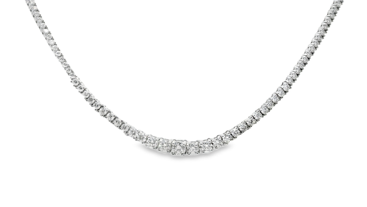 5.36CT Diamond 4 Prong  Tennis 14K White Gold Necklace