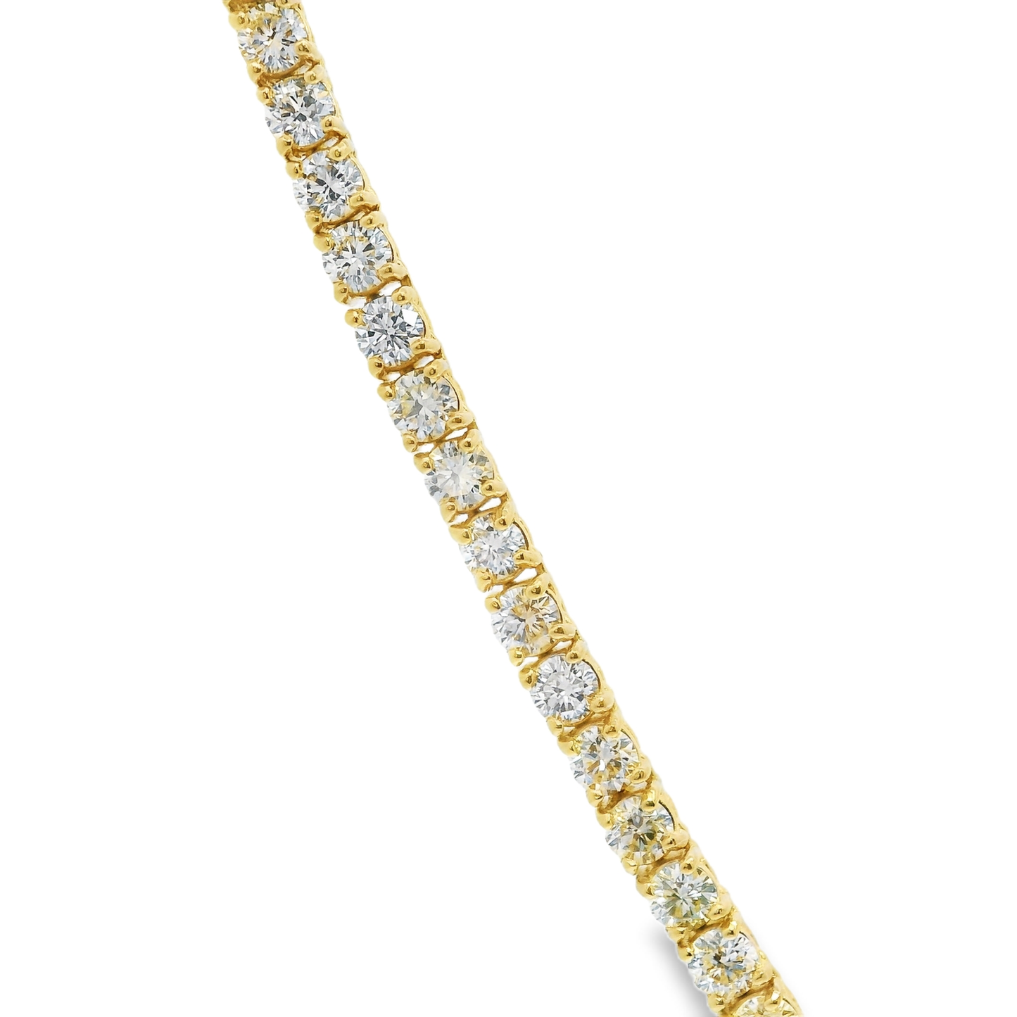 4.30CT Diamond 3 Prong Graduated Tennis 14k Yellow Gold Necklace