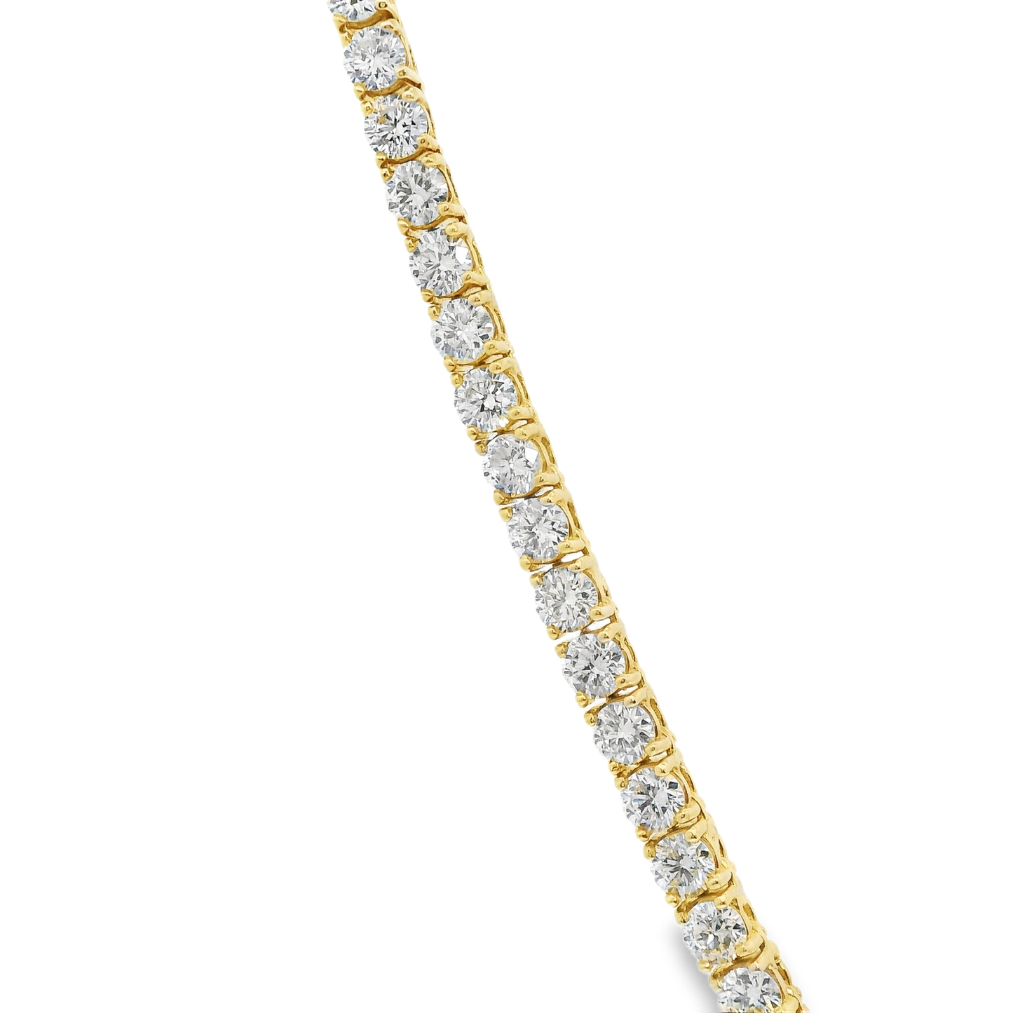 11.07CT Diamond 4 Prong Graduated  Tennis 14K Yellow Gold Necklace