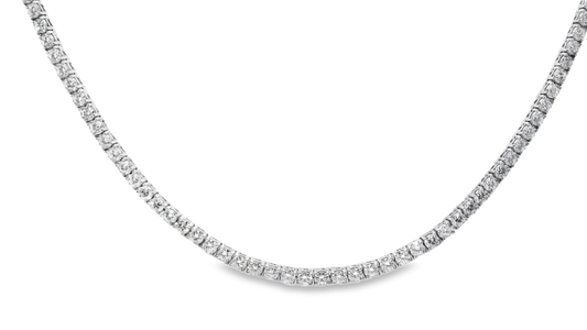 7.07CT Diamond 4 Prong Tennis 14K White Gold Necklace