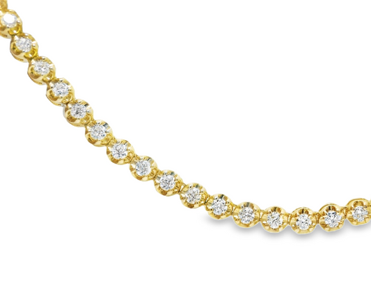 2.15CT Diamond Buttercup Half Way Tennis 14K Yellow Gold Necklace