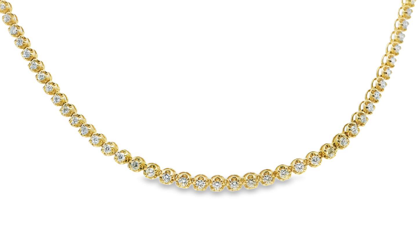 4.87CT Diamond Buttercup Tennis 14K Yellow Gold Necklace