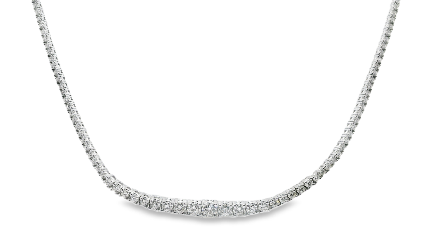3.75CT Graduated Diamond Tennis Necklace 18k White Gold