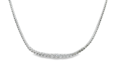 3.75CT Graduated Diamond Tennis Necklace 18k White Gold