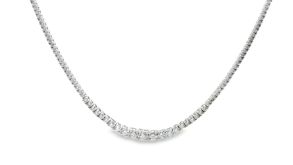 3.75CT Graduated Diamond Tennis Necklace 14K White Gold