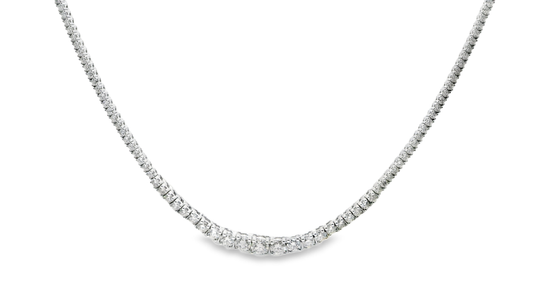 3.75CT Graduated Diamond Tennis Necklace 14K White Gold
