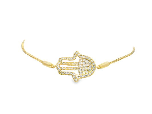 0.38ct Diamond Hamsa Zip Bracelet 14k Yellow Gold