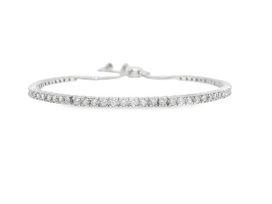 1.47Ct Diamond 4 Prong Zip Bracelet 14K White Gold