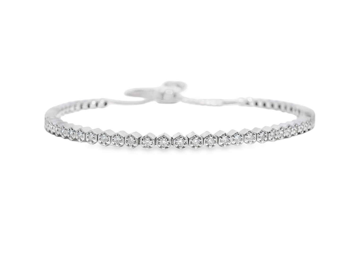 1.05Ct Diamond Buttercup Zip Bracelet 14K White Gold