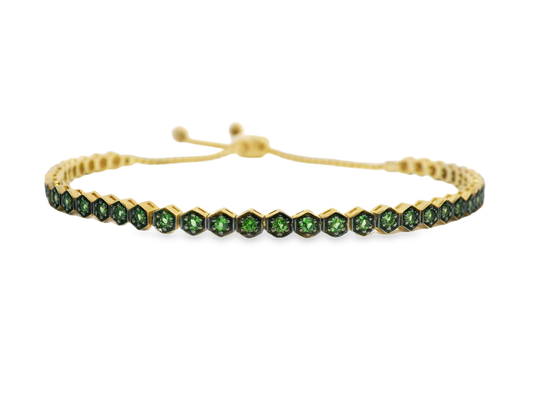 1.05CT Tsavorite Zip Bracelet 14K Yellow Gold