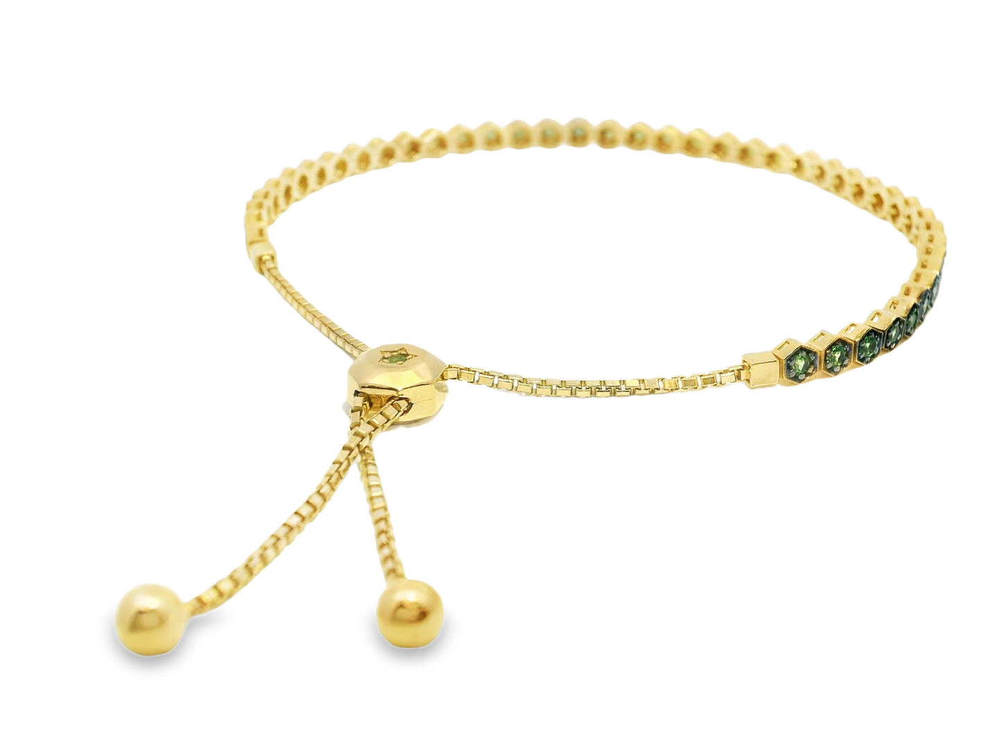 1.05CT Tsavorite Zip Bracelet 14K Yellow Gold