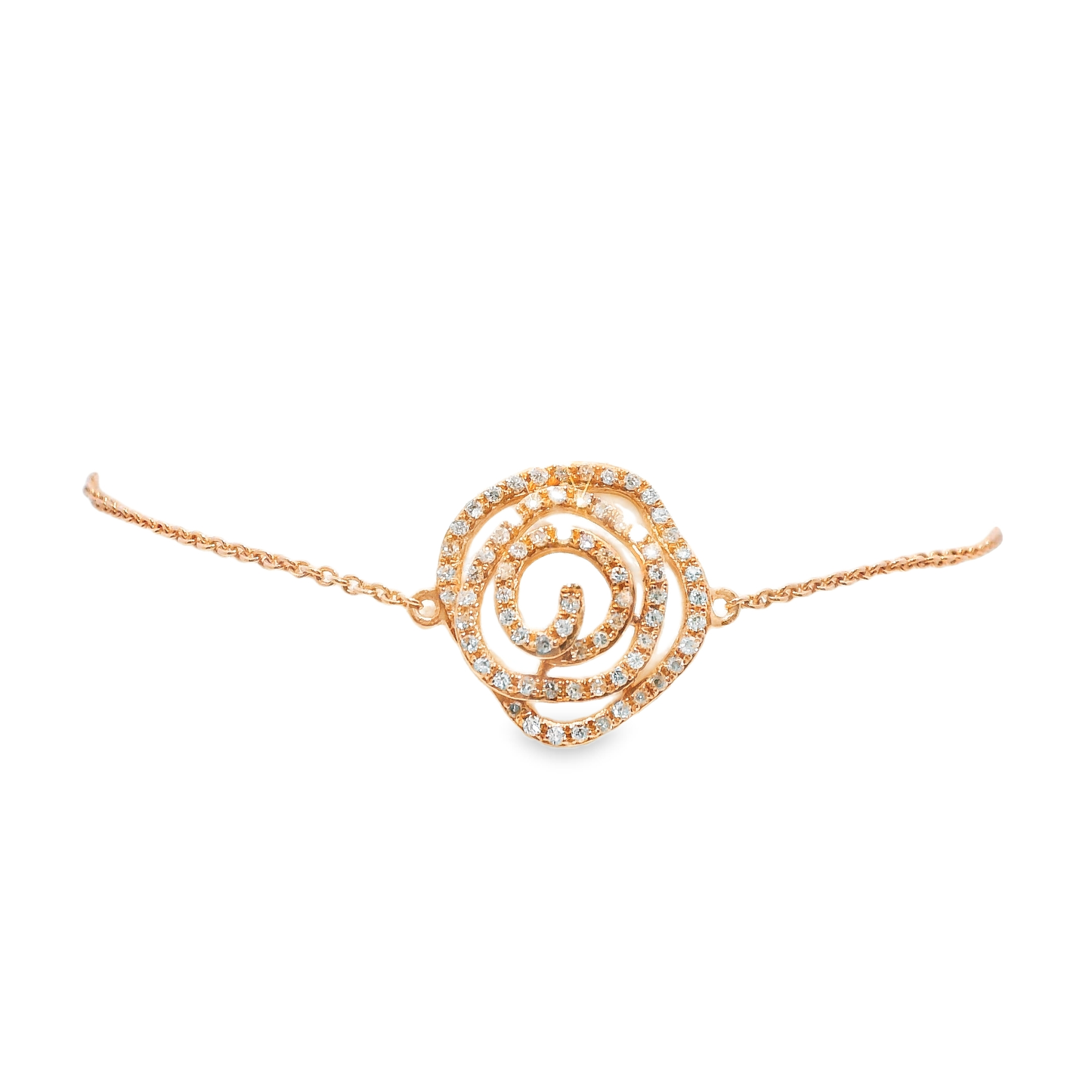0.20CT Diamond Flower Bracelet 14K Rose Gold