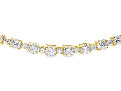 9.83CT Diamond 4 Prong Graduated Half Way Tennis Necklace 14k Yellow Gold