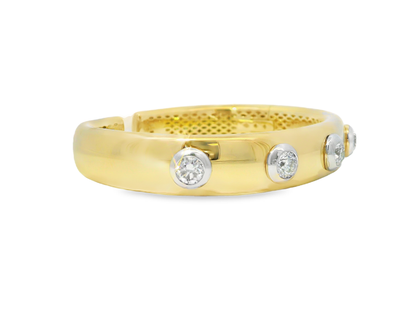 2.57CT Diamond Bezel Bangle 14k Yellow Gold