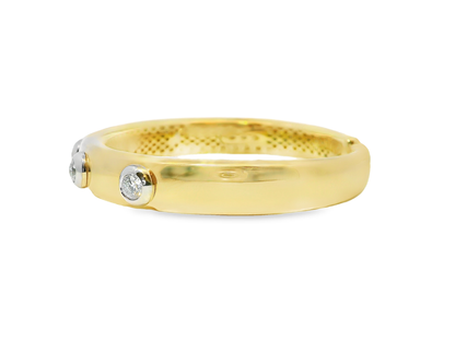 1.25CT Diamond Bezel Bangle 14k Yellow Gold