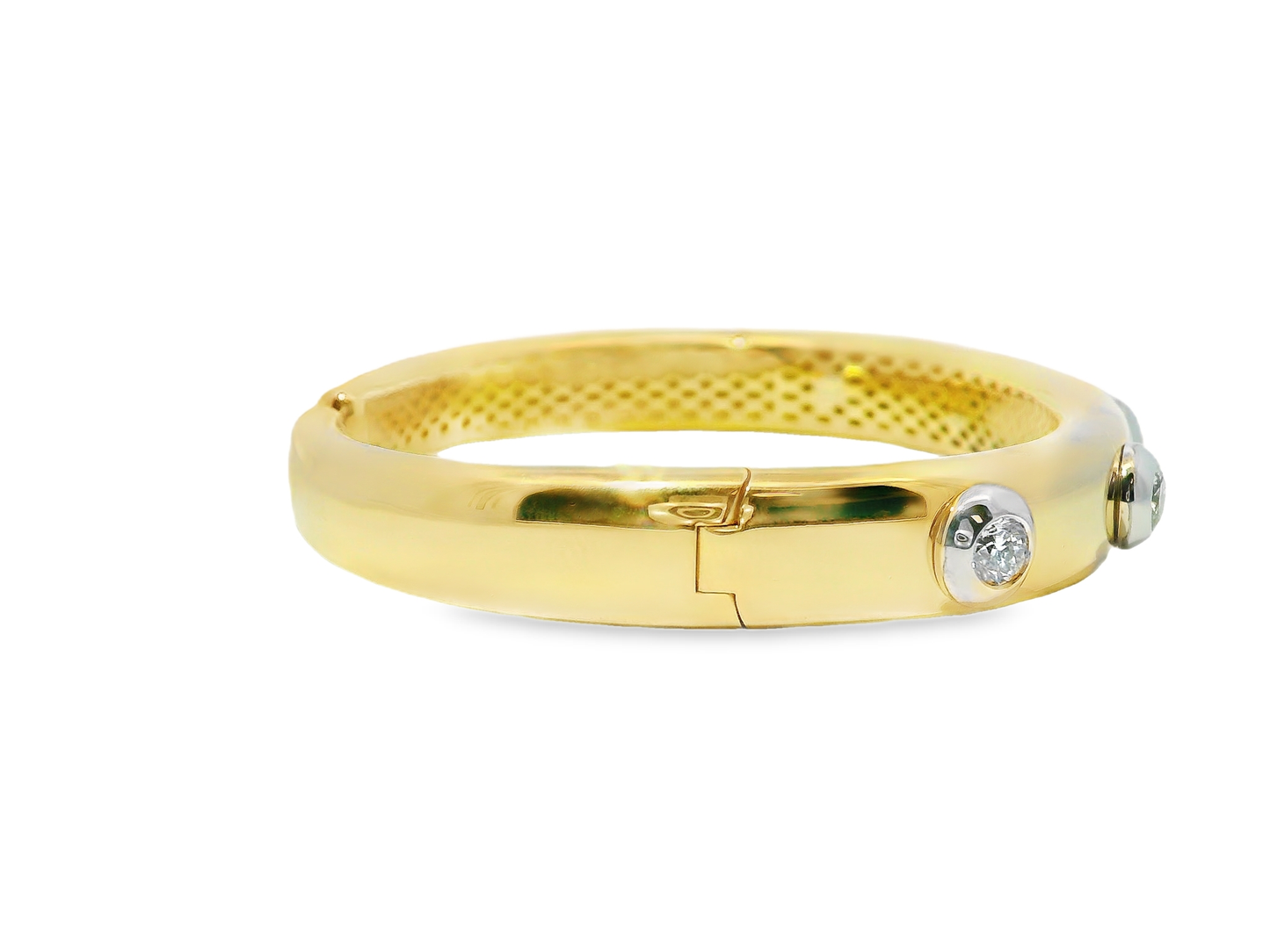1.25CT Diamond Bezel Bangle 14k Yellow Gold