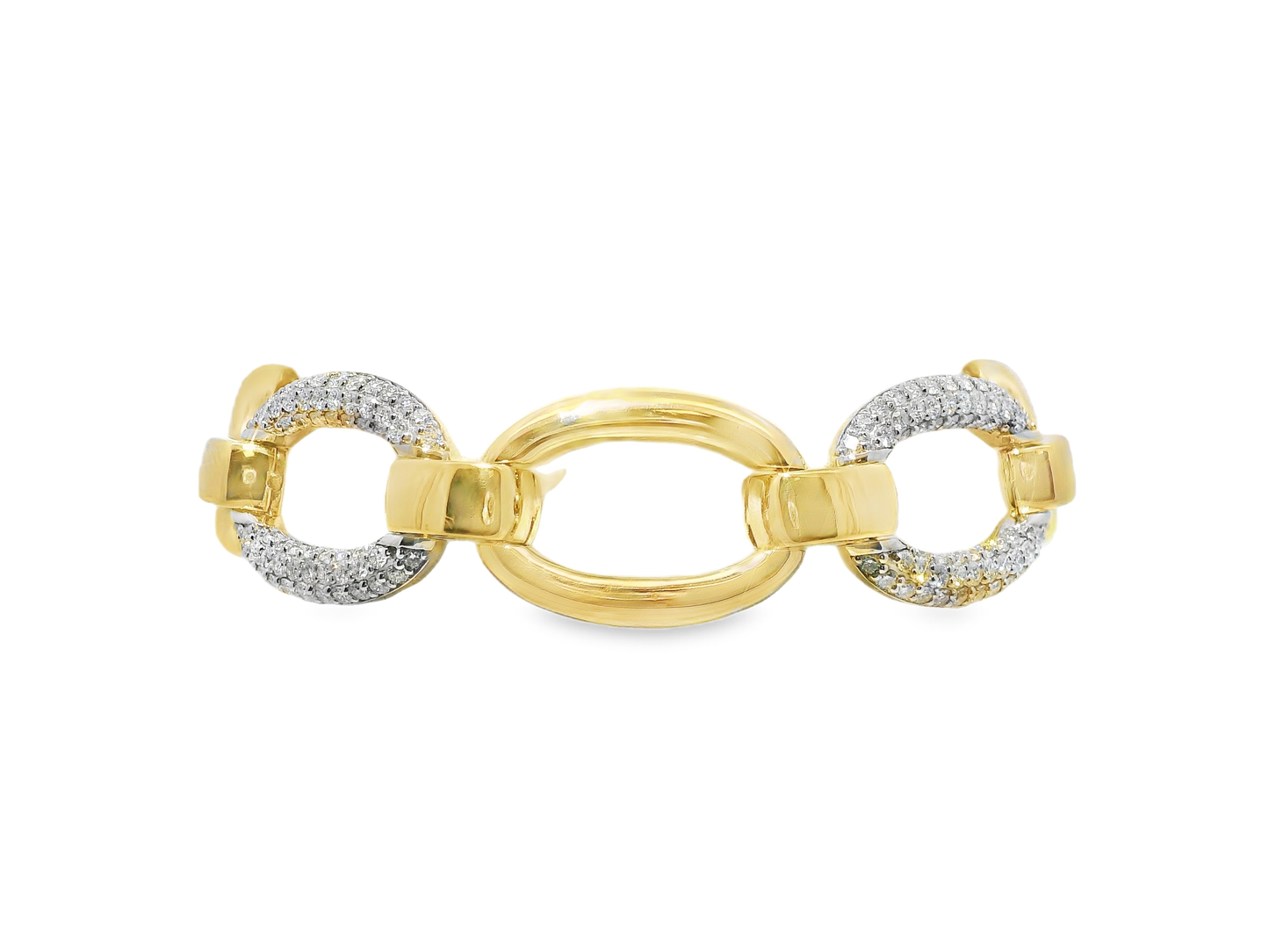 3.41ct Diamond Chain Link Bracelet 14k Yellow