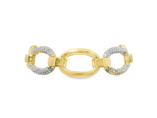 3.41ct Diamond Chain Link Bracelet 14k Yellow