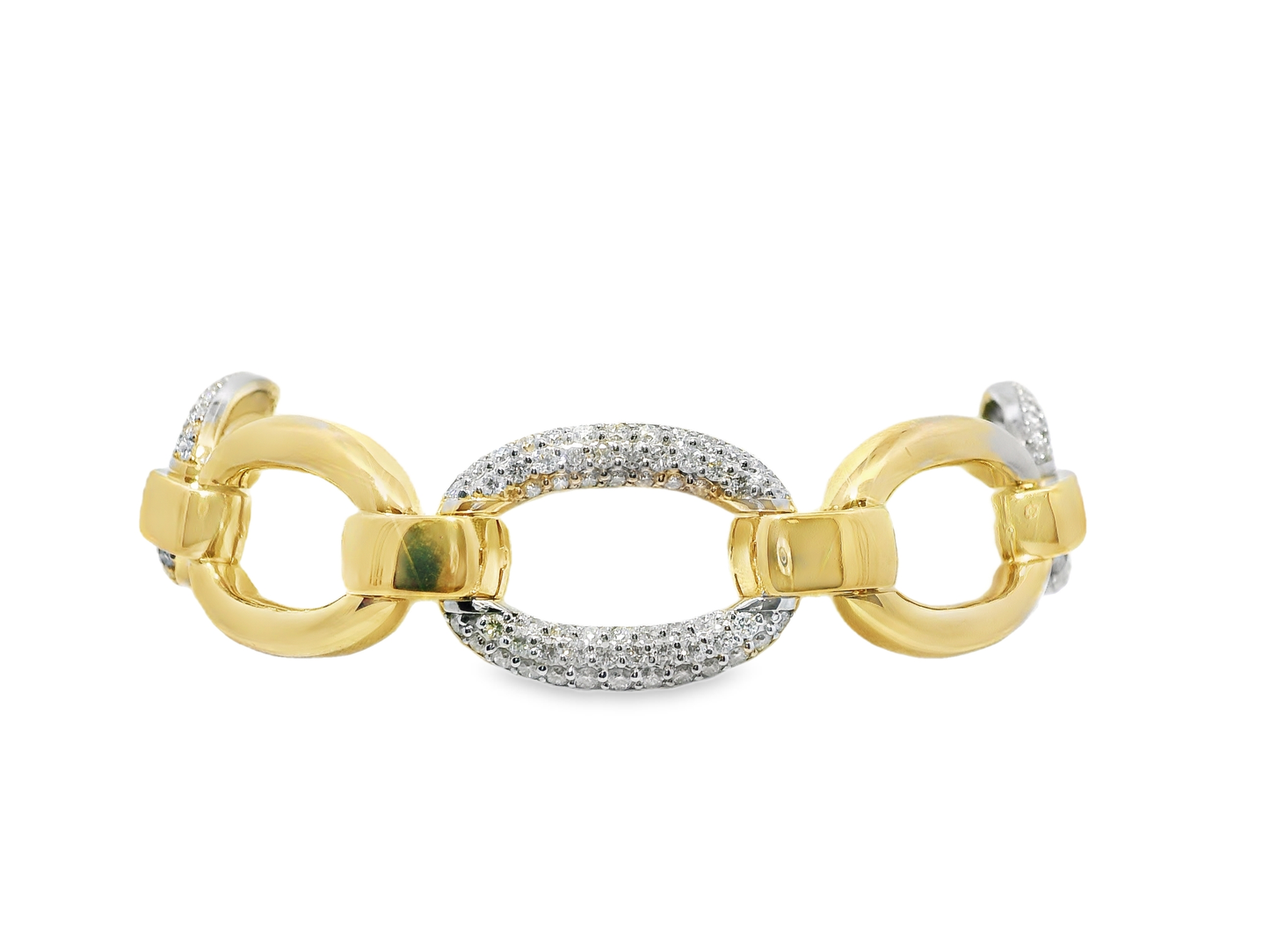 3.41ct Diamond Chain Link Bracelet 14k Yellow