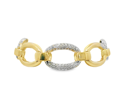 3.41ct Diamond Chain Link Bracelet 14k Yellow