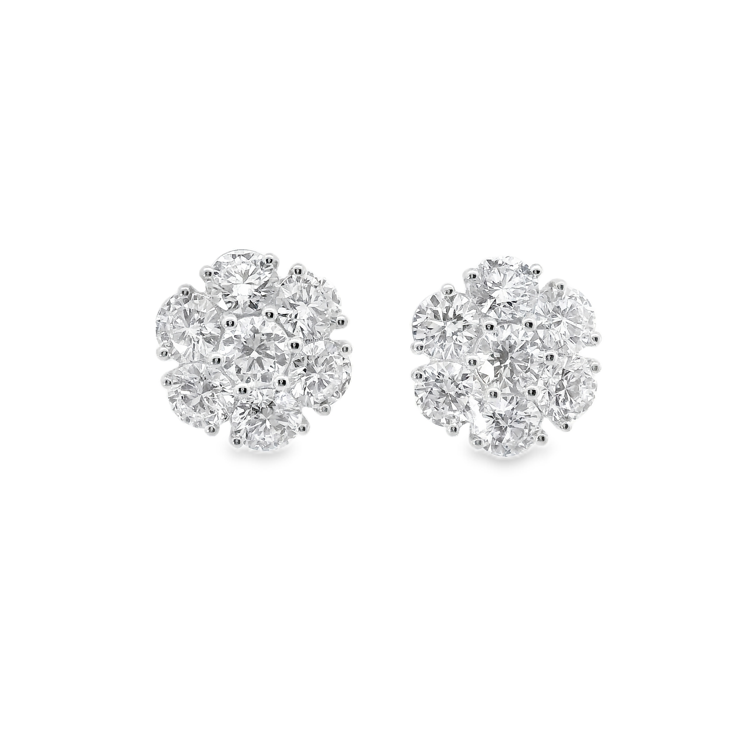 4.75ct Lab Diamond Flower Stud Earring 14k White Gold