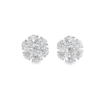 4.75ct Lab Diamond Flower Stud Earring 14k White Gold