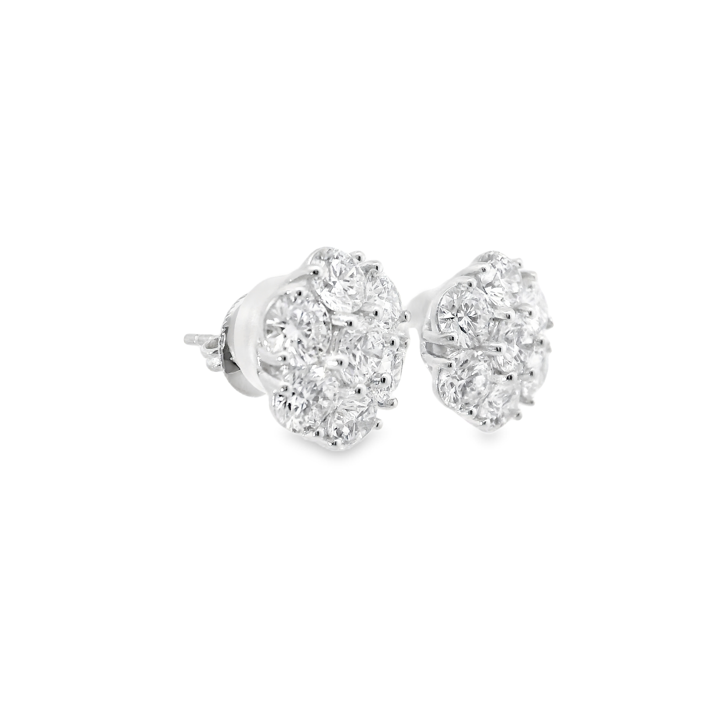 4.75ct Lab Diamond Flower Stud Earring 14k White Gold