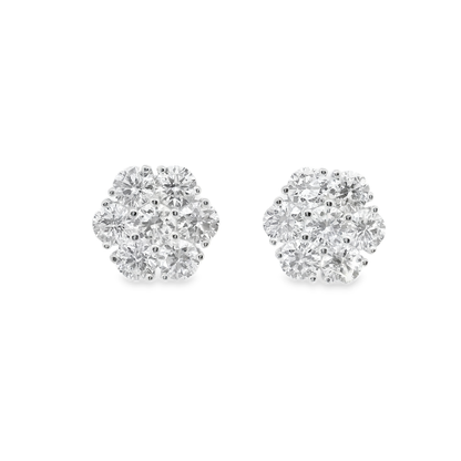 3.77CT Lab Diamond Stud Earring 14k White Gold