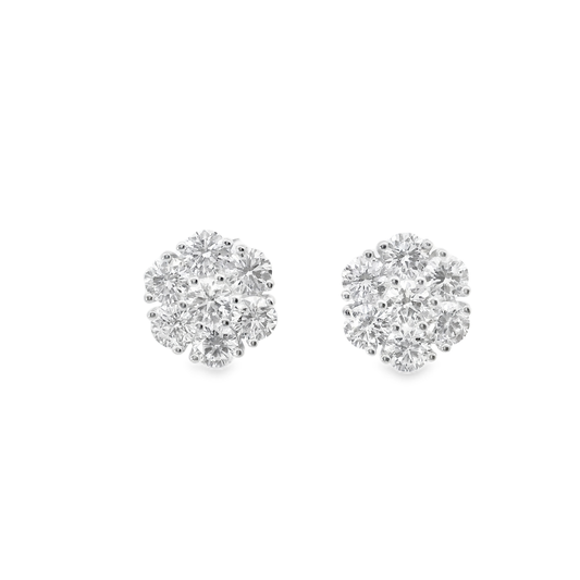 3.07CT Lab Diamond Stud Earring 14k White Gold
