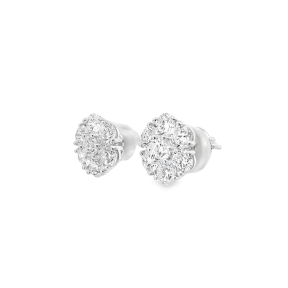 3.07CT Lab Diamond Stud Earring 14k White Gold
