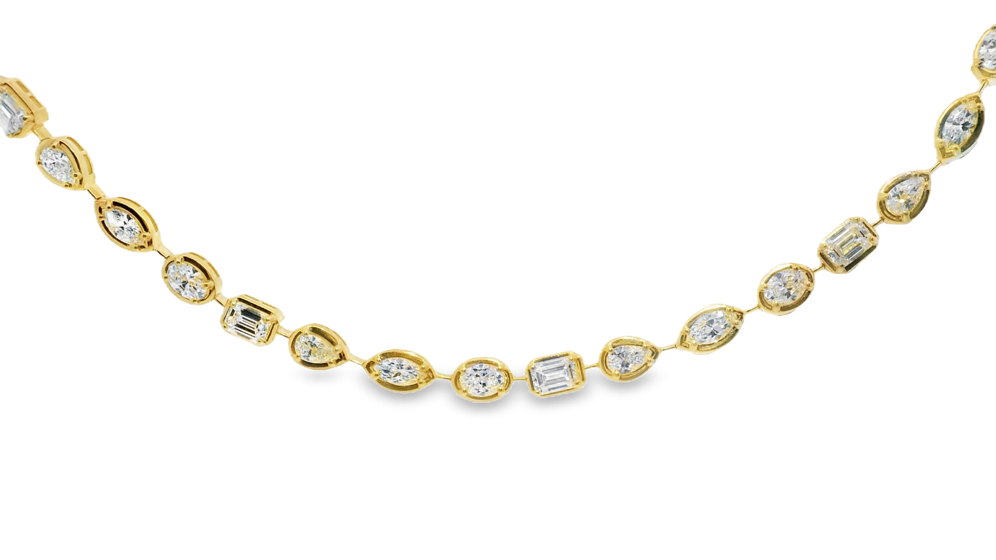 12.39CT Multi Shaped Lab Diamond 14k Yellow Gold Necklace