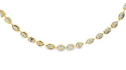 12.39CT Multi Shaped Lab Diamond 14k Yellow Gold Necklace
