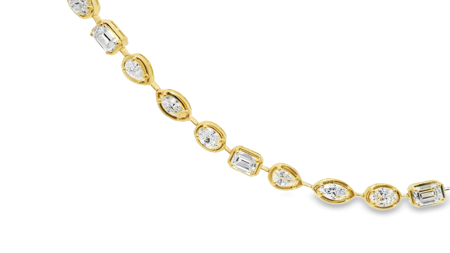 12.39CT Multi Shaped Lab Diamond 14k Yellow Gold Necklace