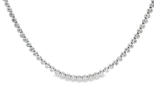 7.07ct Diamond Bezel Necklace in 14k White Gold
