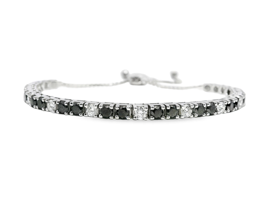 1.15CT Diamond 3.07 Black Diamond Zip Bracelet 14k White Gold