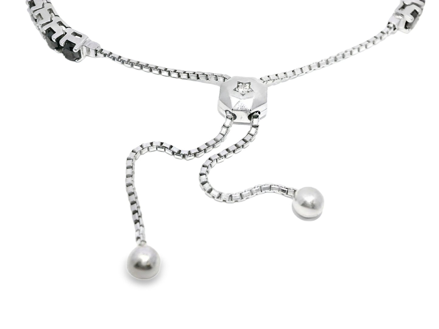 1.15CT Diamond 3.07 Black Diamond Zip Bracelet 14k White Gold