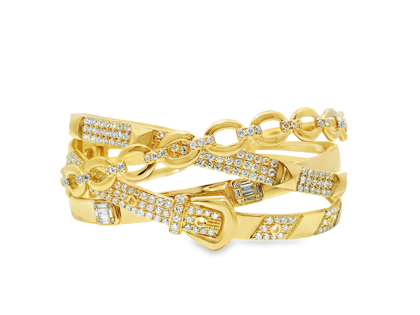 3.80CT Diamond Bangle 14K Yellow Gold