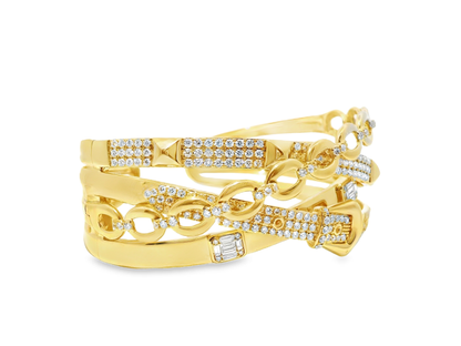 3.80CT Diamond Bangle 14K Yellow Gold