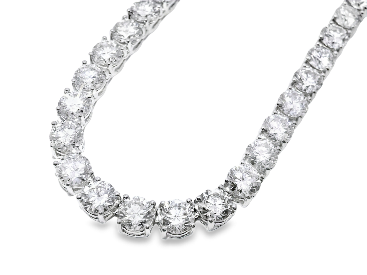 40.04CT Lab Diamond Tennis Necklace 14K White Gold