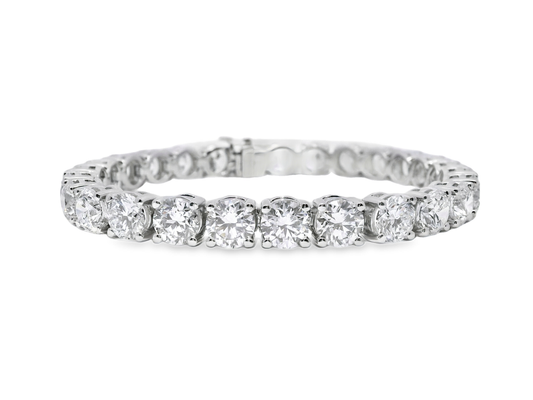 27.15CT Lab Diamond Tennis Bracelet 14K White Gold