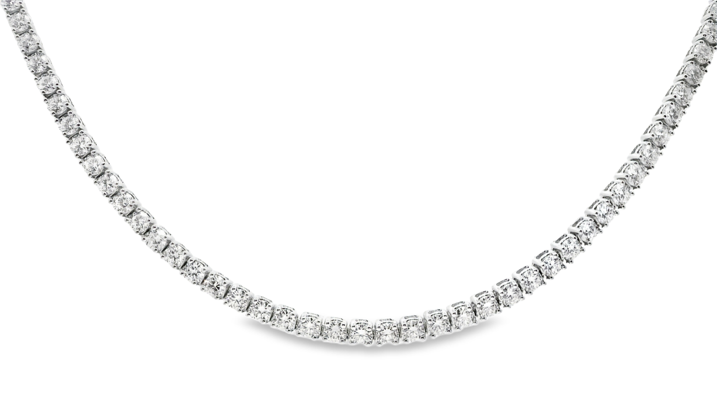 15.82CT Lab Diamond Tennis Necklace 14K White Gold