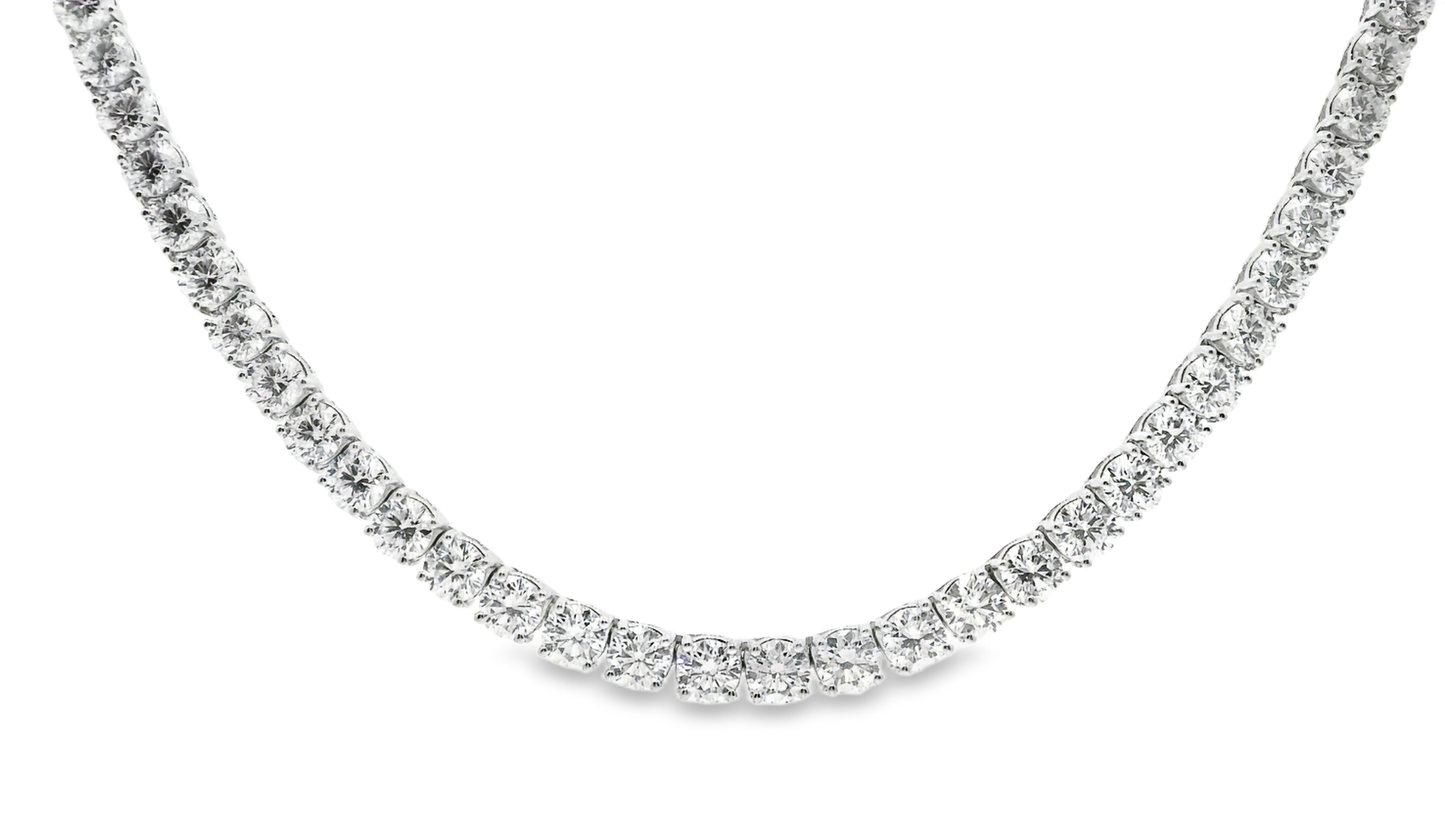 33.25CT Lab Diamond Tennis Necklace 14K White Gold