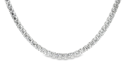 33.25CT Lab Diamond Tennis Necklace 14K White Gold