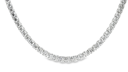 33.25CT Lab Diamond Tennis Necklace 14K White Gold