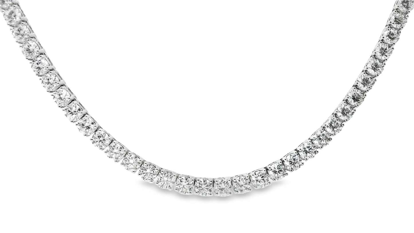 27.54CT Lab Diamond Tennis Necklace 14K White Gold