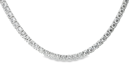 27.54CT Lab Diamond Tennis Necklace 14K White Gold