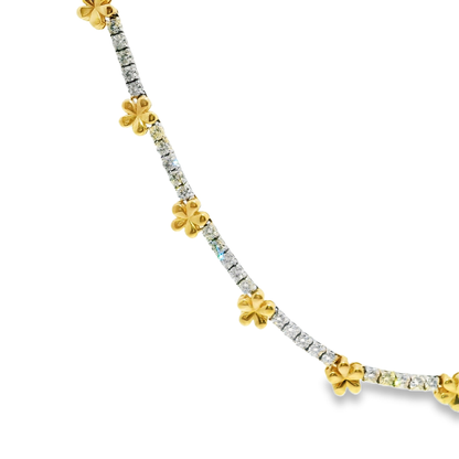 2.74Ct Diamond Flower Necklace 14K Yellow Gold