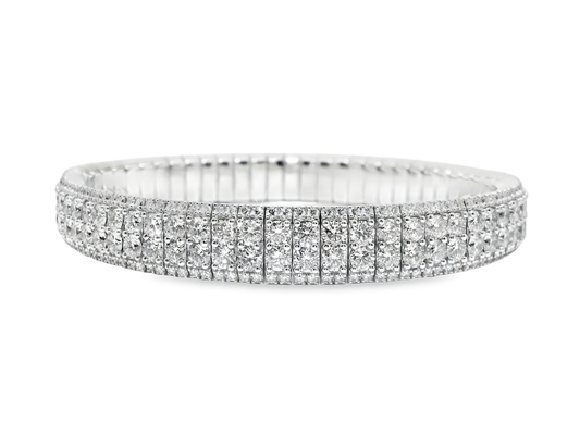 15.68CT Diamond Stretch Bracelet 14K White Gold