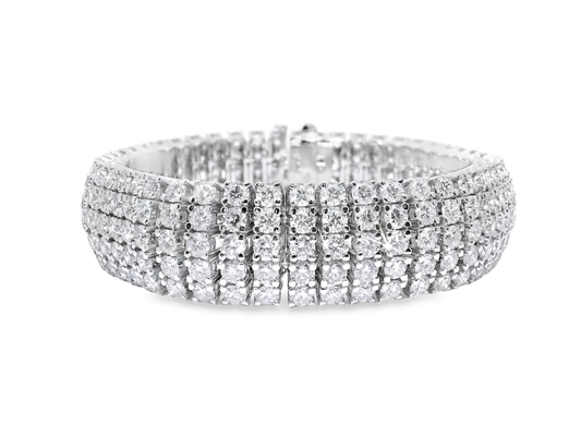 31.45CT Diamond Tennis Bracelet 14k White Gold